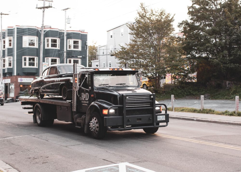 black truck on road