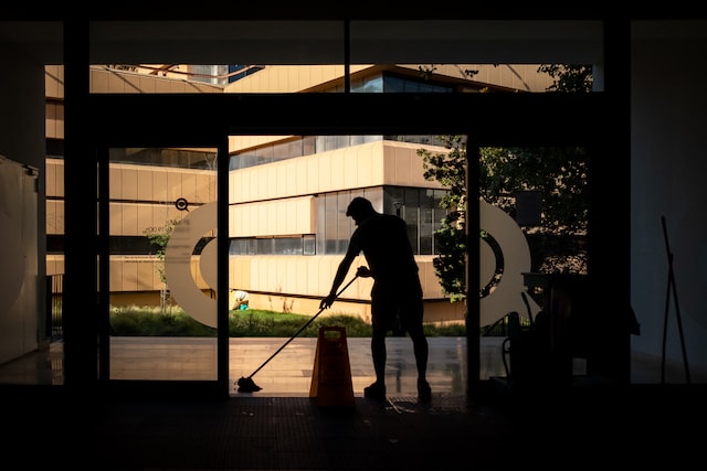 man cleaning