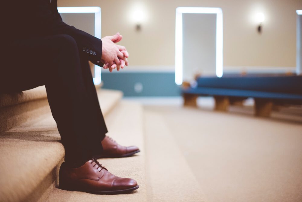 elegant man on stairs