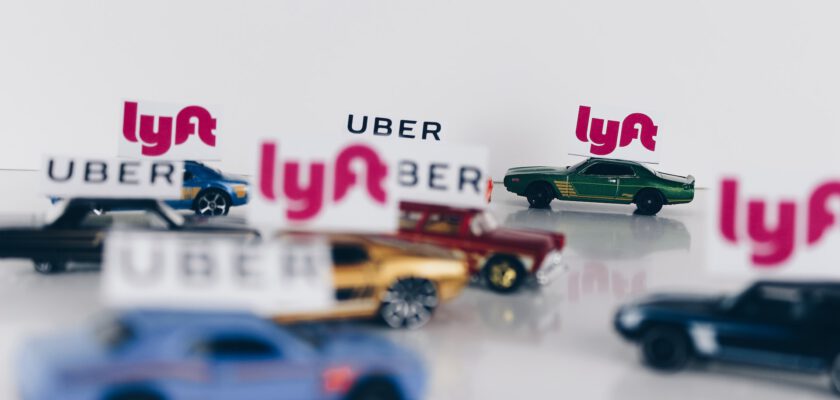 little cars with uber signs