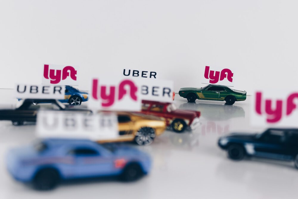 little cars with uber signs