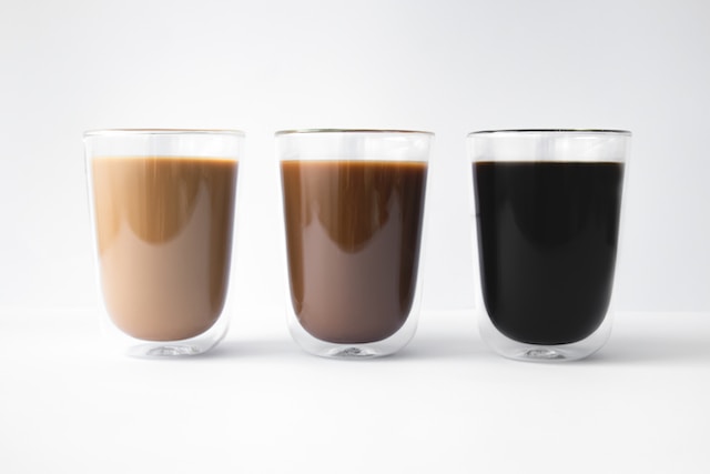 three cups of different coffee
